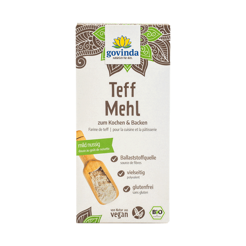 Teff-Mehl gilt als “Must-Have” für die glutenfreie Küche & verfeinert deine Rezepte mit einer nussig-süßen Note | vegan ✓ 100 % natürlich ✓