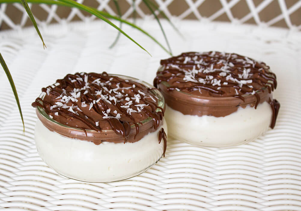Kokos-Schoko-Dessert mit Kastanienflocken