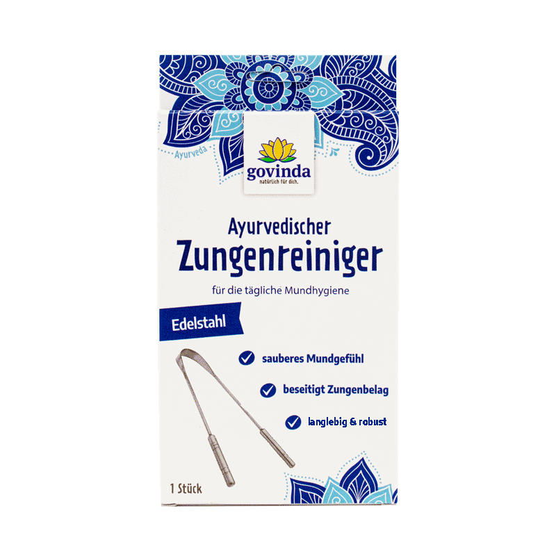 Zungenreiniger Edelstahl in wiederverschließbarem Karton mit innerer Kunststofftüte