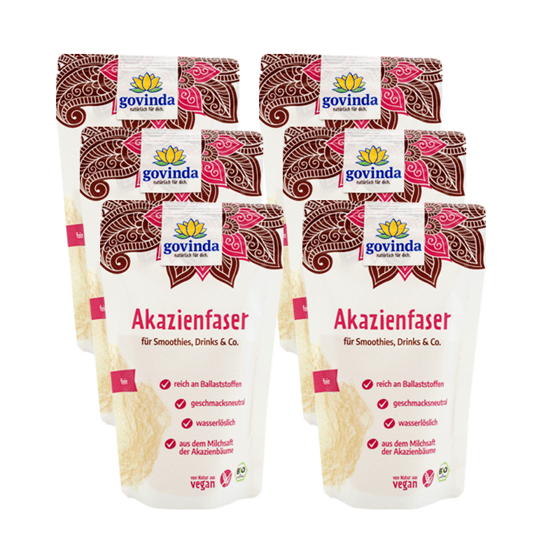 6 Mal Bio-Akazienfaser in wiederverschließbarer Plastiktüte