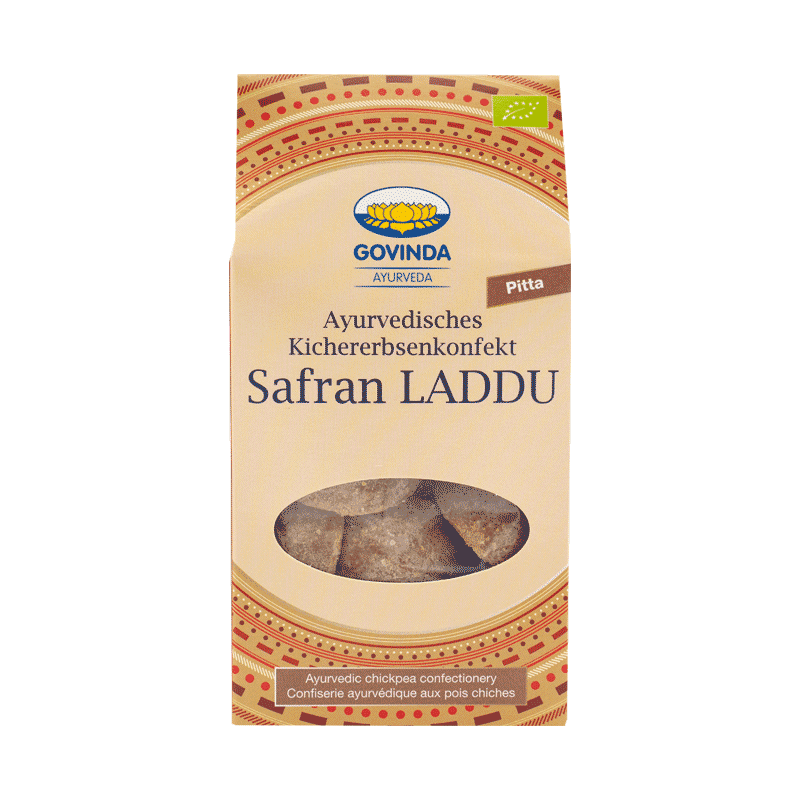 Govinda Natur | Laddu Safran | ayurvedisches Kichererbsen-Konfekt | vegan & glutenfrei | traditionelle ayurvedische Rezeptur