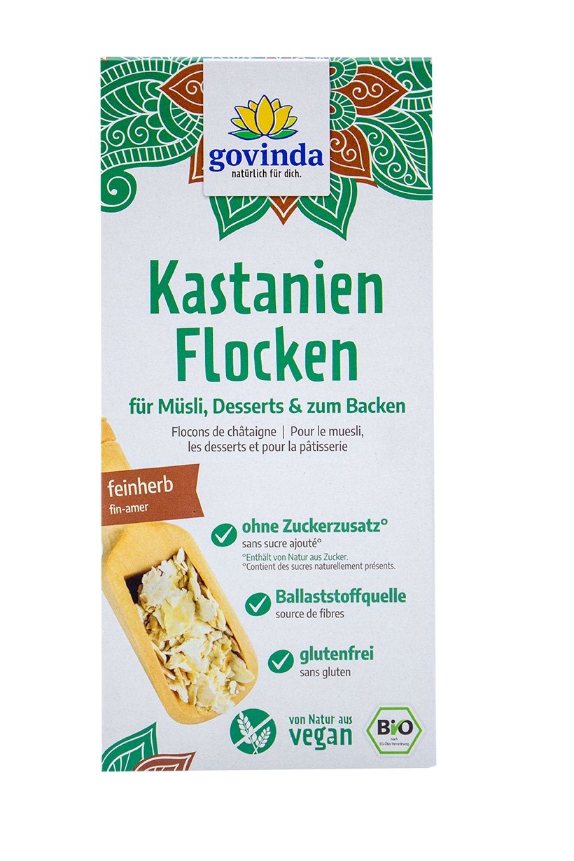 Kastanienflocken – Nussig-süßes Aroma für Müslis, Brote oder einfach pur! | vegan ✓ 100 % natürlich ✓  glutenfrei ✓