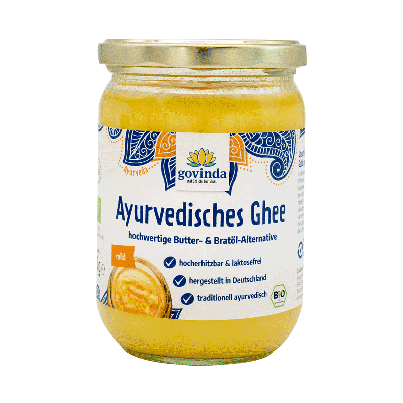 ayurvedisches Bio-Ghee im Glas mit Schraubdeckel