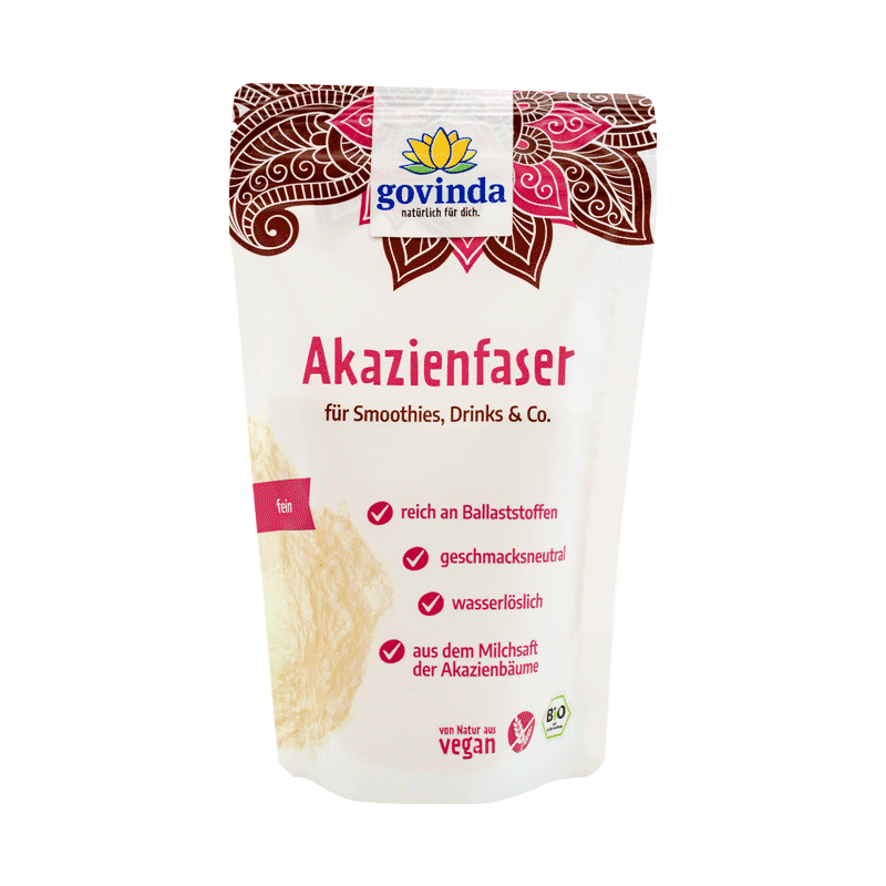 Bio-Akazienfaser in wiederverschließbarer Plastiktüte