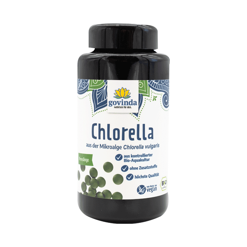 Unsere Chlorella-Presslinge bestehen zu 100 % aus Chlorella-Pulver der Süßwasseralge | vegan ✓ 100 % natürlich ✓