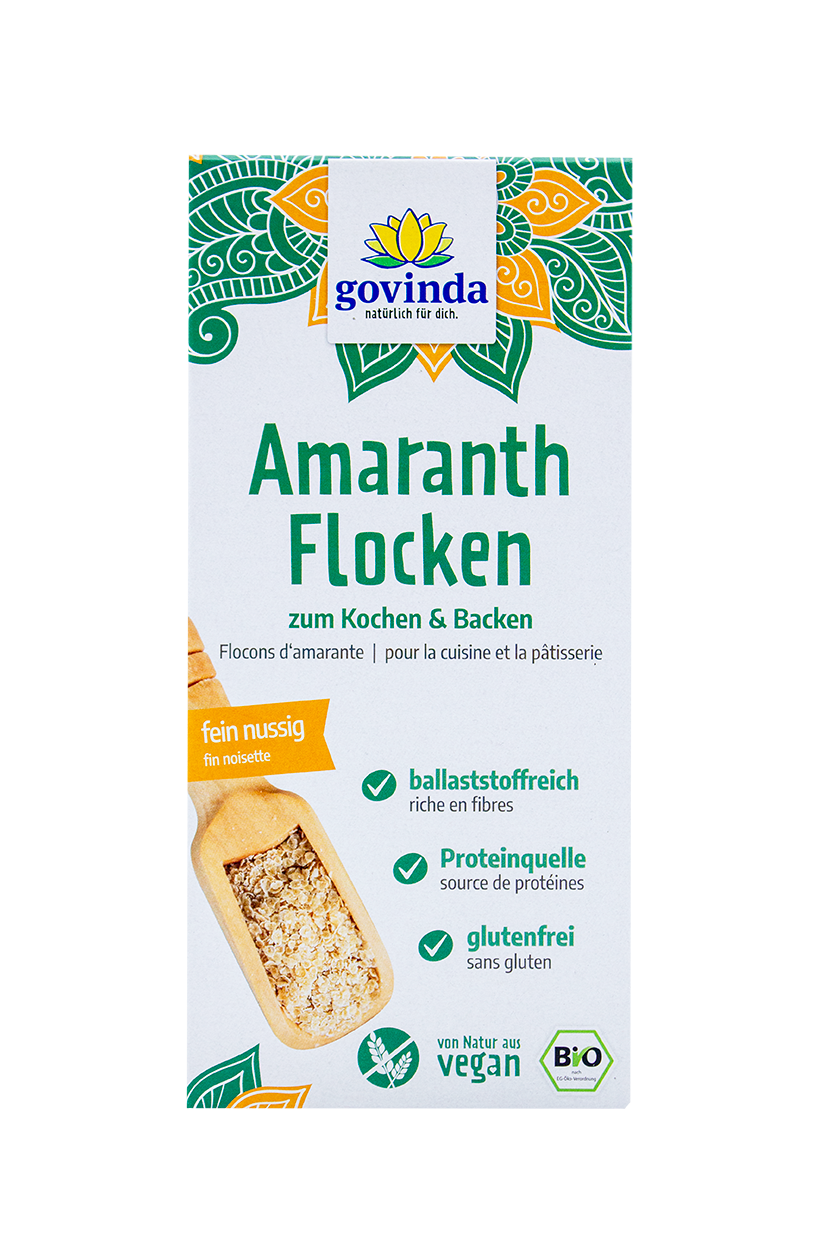 Unsere Amaranth Flocken schmecken lecker nussig in deinem Müsli, Brot & als knuspriges Topping | vegan ✓ 100 % natürlich ✓  glutenfrei ✓