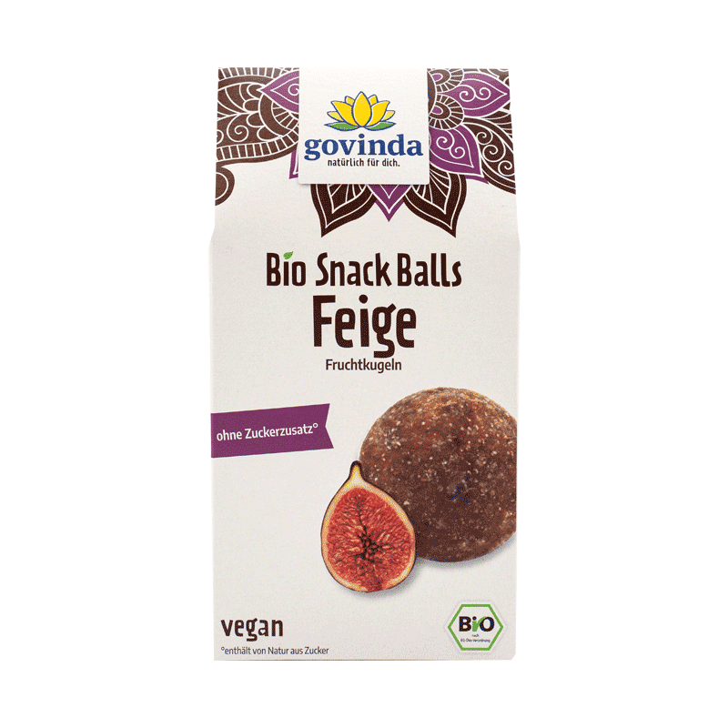Bio Snack Balls Feige in wiederverschließbarer Giebelfaltschachtel mit innerer Kunststofftüte