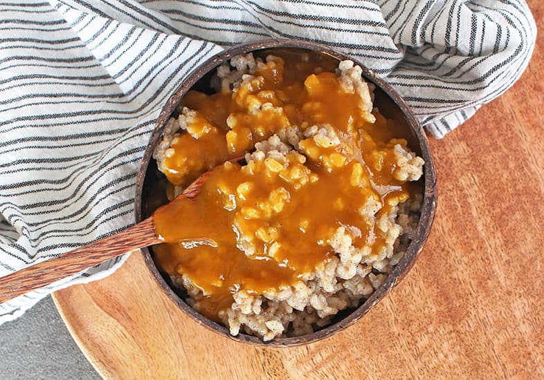 ayurvedischer Kokosmilchreis mit Mango Püree