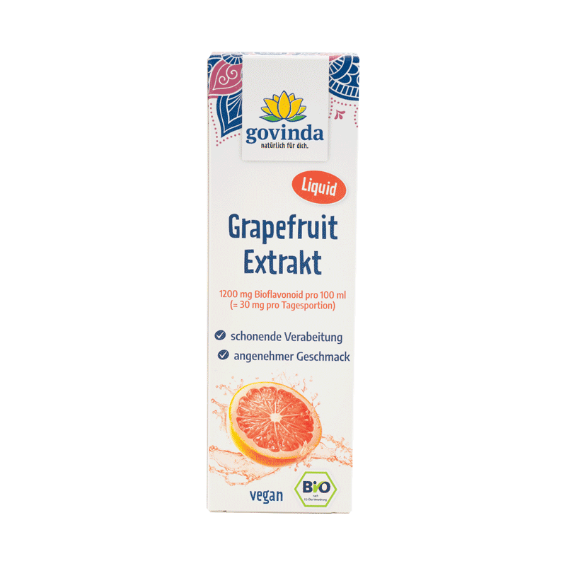 Govinda Natur Bio-Grapefruit-Extrakt mit Bioflavonoiden in der Glasflasche mit praktischem Tropfer/Pipette | ✓ vegan