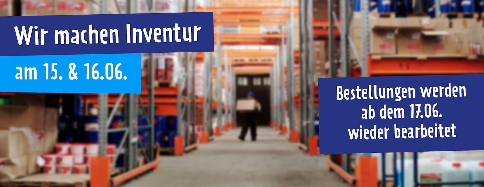 Wir machen Inventur am 15. und 16.06.2026. Bestellungen werden ab dem 17.06.2026 wieder bearbeitet.