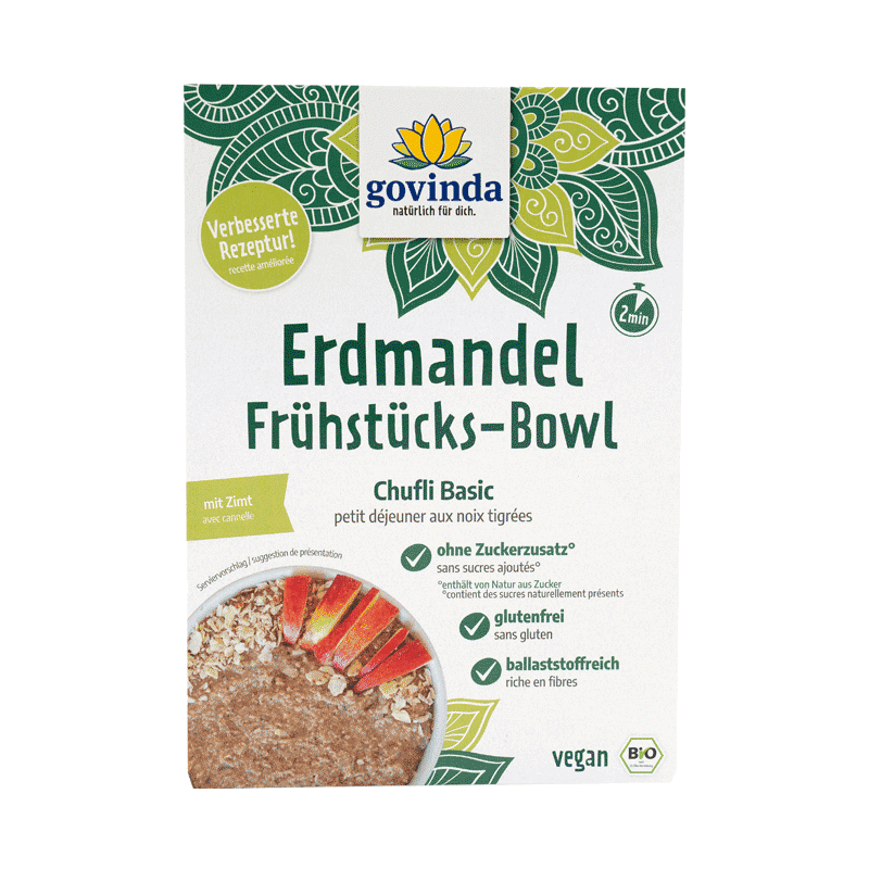 Erdmandel-Frühstücks-Bowl Basic | Erdmandel-Frühstücksbrei mit Apfel & Zimt | Chufli Basic | vegan ✓ glutenfrei ✓ ballaststoffreich ✓