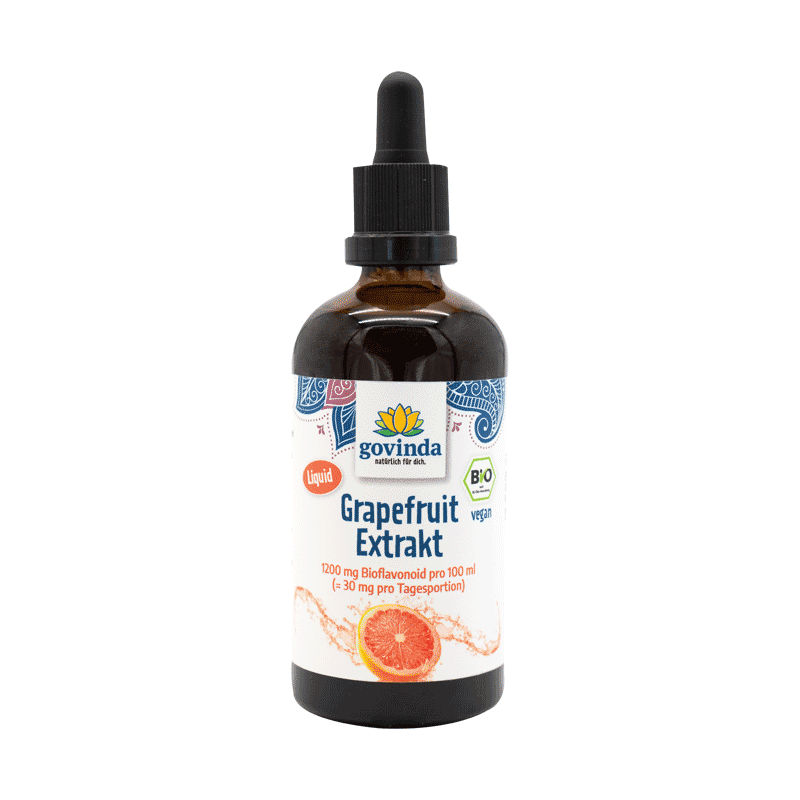 Govinda Natur Bio-Grapefruit-Extrakt mit Bioflavonoiden in der Glasflasche mit praktischem Tropfer/Pipette | ✓ vegan