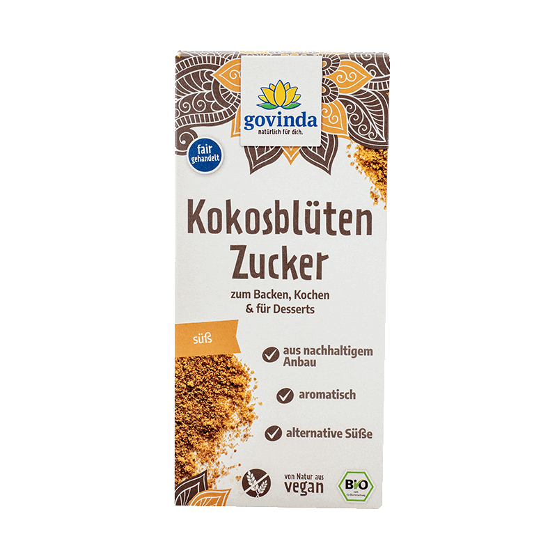 Kokosblütenzucker ist eine hervorragende Alternative zu raffiniertem Zucker mit feiner Karamell-Note | vegan ✓ 100 % natürlich ✓ fair trade ✓