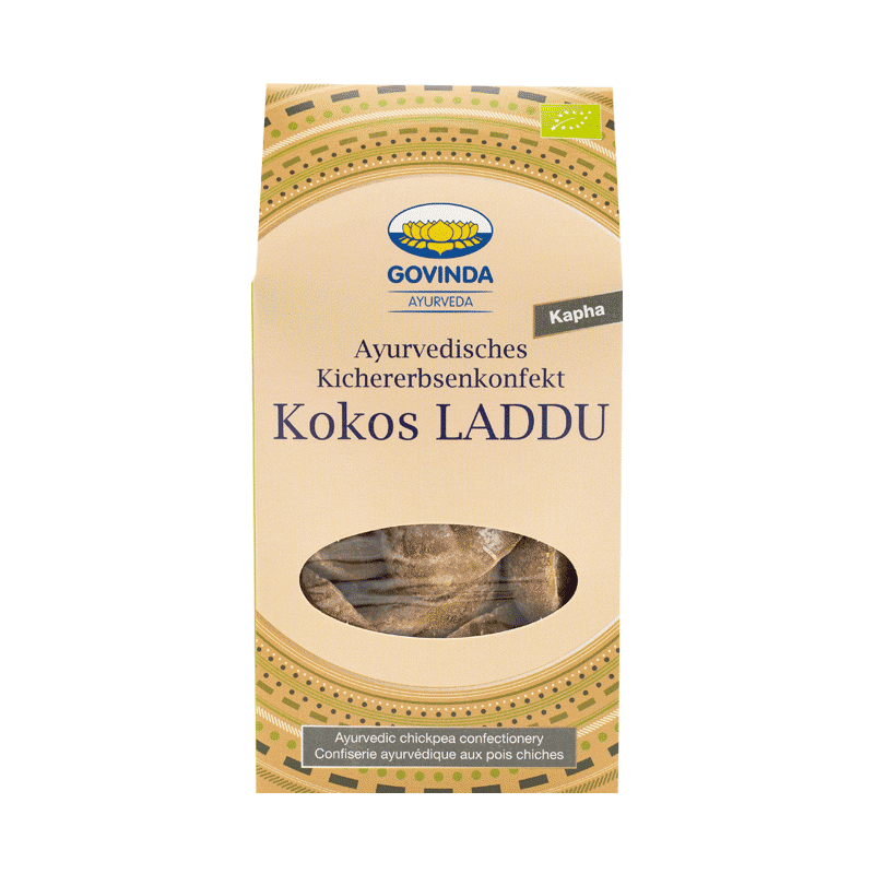 Govinda Natur | Laddu Kokos | ayurvedisches Kichererbsen-Konfekt | vegan & glutenfrei | traditionelle ayurvedische Rezeptur