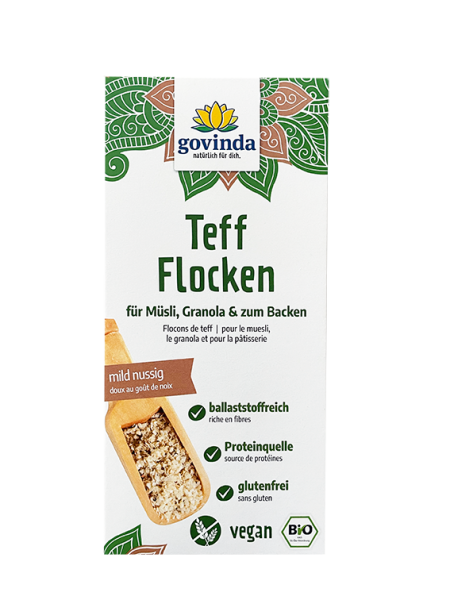 Teff-Flocken – Nussig-süßes Aroma für Müslis, Brote, Brötchen, Kuchen & viel mehr! | vegan ✓ 100 % natürlich ✓  glutenfrei ✓
