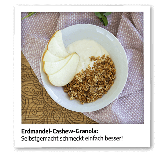 Erdmandel-Cashew-Granola | Rezept vegan & glutenfrei | Granola mit Erdmandelflocken, Cashews & Kokos-Öl | Govinda Natur