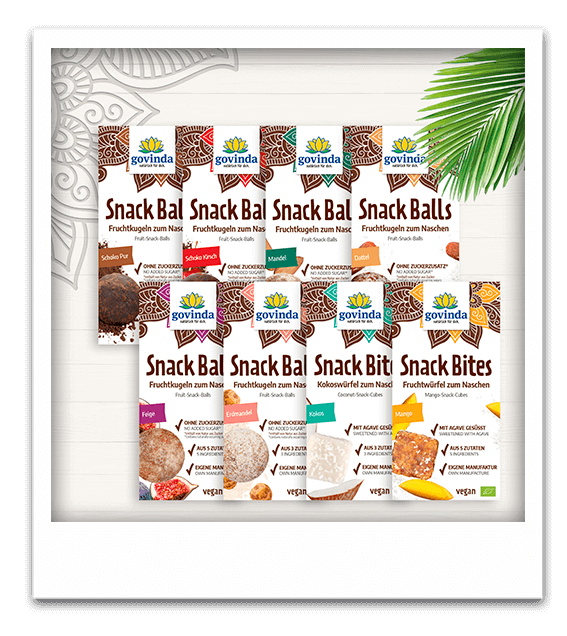Snack Balls & Snack Bites | Natürlich süße Dattel-Fruchtkugeln ohne Zucker-Zusatz | vegan & glutenfrei | Govinda Natur